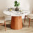 43" Colorful Round Pedestal Dining Table, Solid Wood And Sintered Stone, Gemstone Black, , For Tea Time In Home Table With Stone Top, 75.41 Lb, Mid - Century Modern, Displaying Books-133870654-133870647-124609283