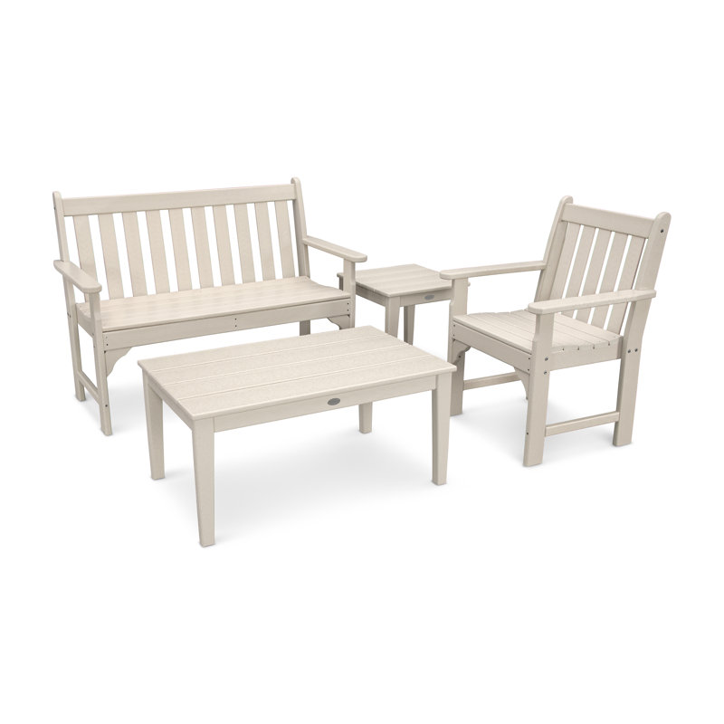 POLYWOOD Vineyard 4-Piece Bench Seating Set, Sand