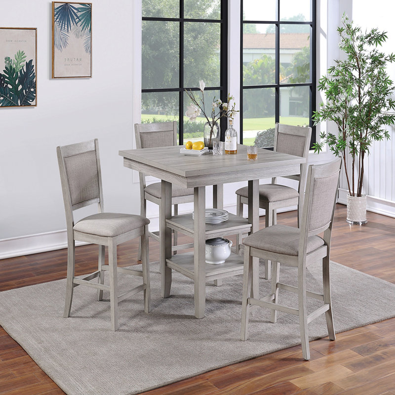 Ensemble de 5 chaises carrées avec tablettes et coussins de style moderne