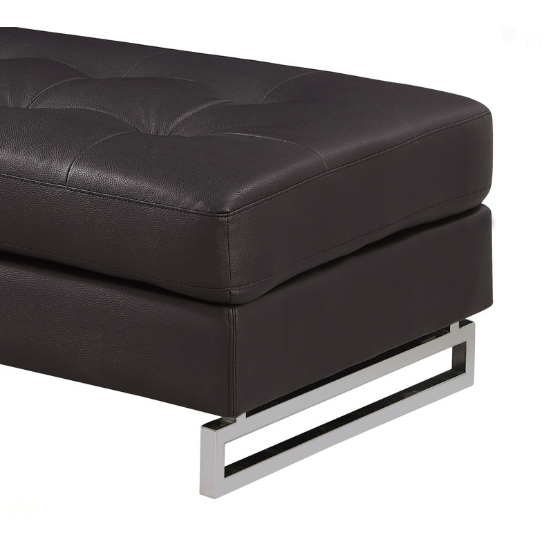 Repose-pieds en cuir véritable Global United, Brun