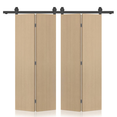 Ensemble de quincaillerie pour porte de grange coulissante à double structure en chêne