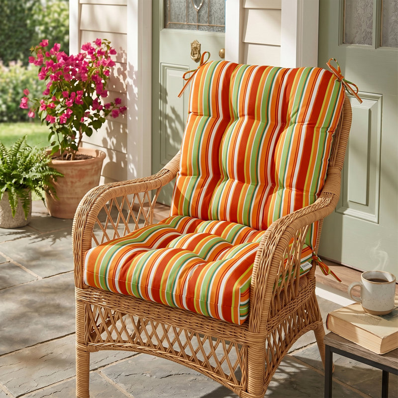 Indoor/Outdoor Seat/Back Cushion, Orange Stripe
