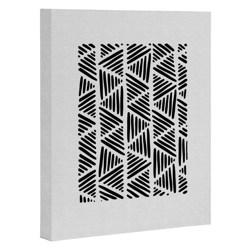 «Black and White Abstract I» par Orara Studio - impression d'art graphique, Toile tendue, H 20 po x l 16 po x P 2 po