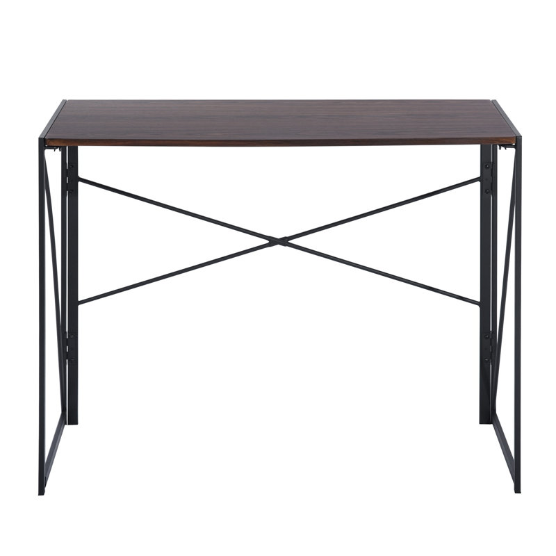 Bureau d'ordinateur pliable en bois avec cadre en métal H 28,3 po x l 40,9 po, H 28,3 po x l 40,9 po x P 19,7 po, Noyer