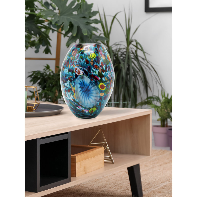 Estrada Multicolor Hand Blown Art Glass Vase