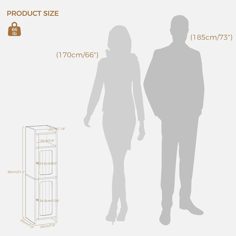 Small Bathroom Cabinet, Bathroom Storage Cabinet with Adjustable Shelves & 2 Doors