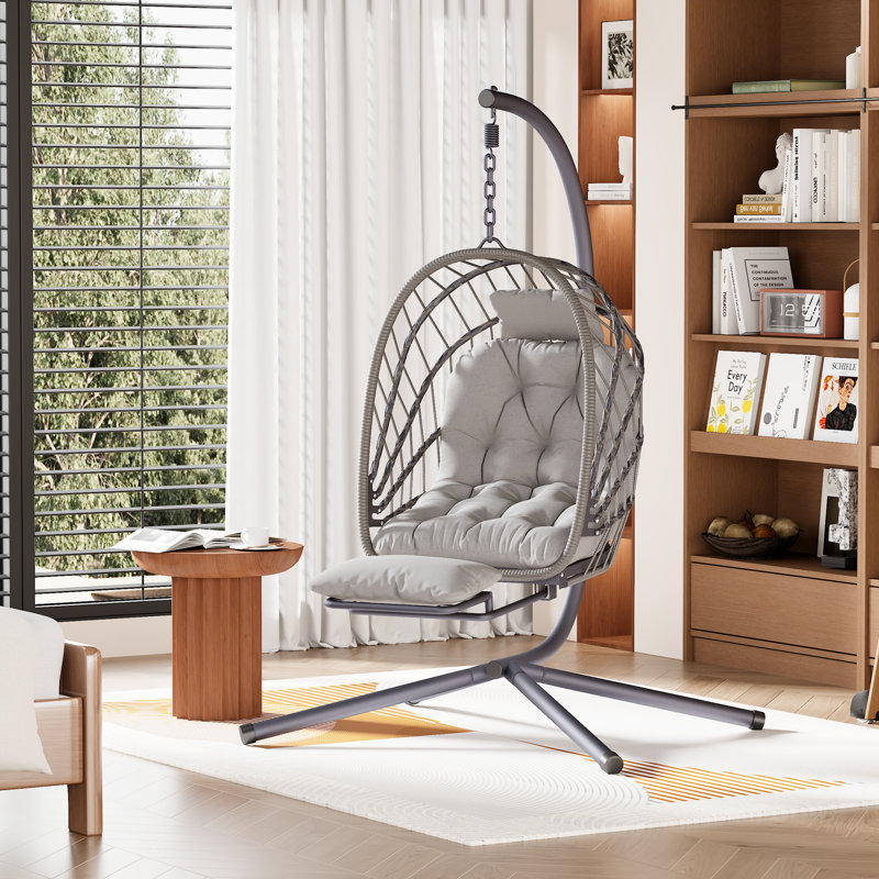 Balancelle d'extérieur avec support et repose-pieds, Gris clair