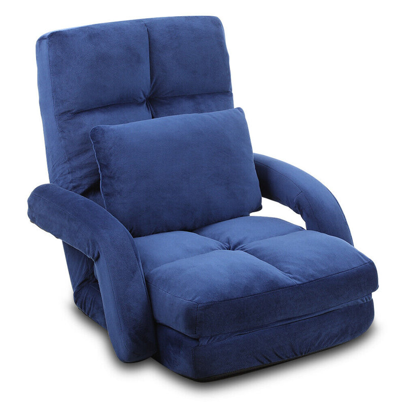 Isabelle & Max Adjustable Padded Armrests and Reclining Floor Game Chair in Gray, Blue