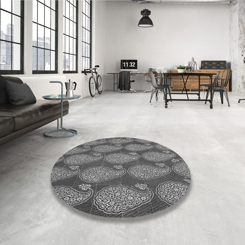 Performance Wool Paisley Indoor Rug, Round 3'