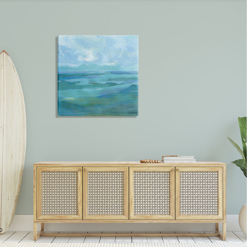 Paysage abstrait de vagues de la mer par Victoria Barnes - Peinture, H 30 po x l 30 po x P 1,5 po, Toile tendue