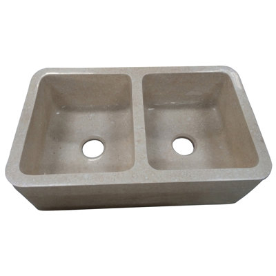 Chicot 36'' L Double Bowl Marble Kitchen Sink
