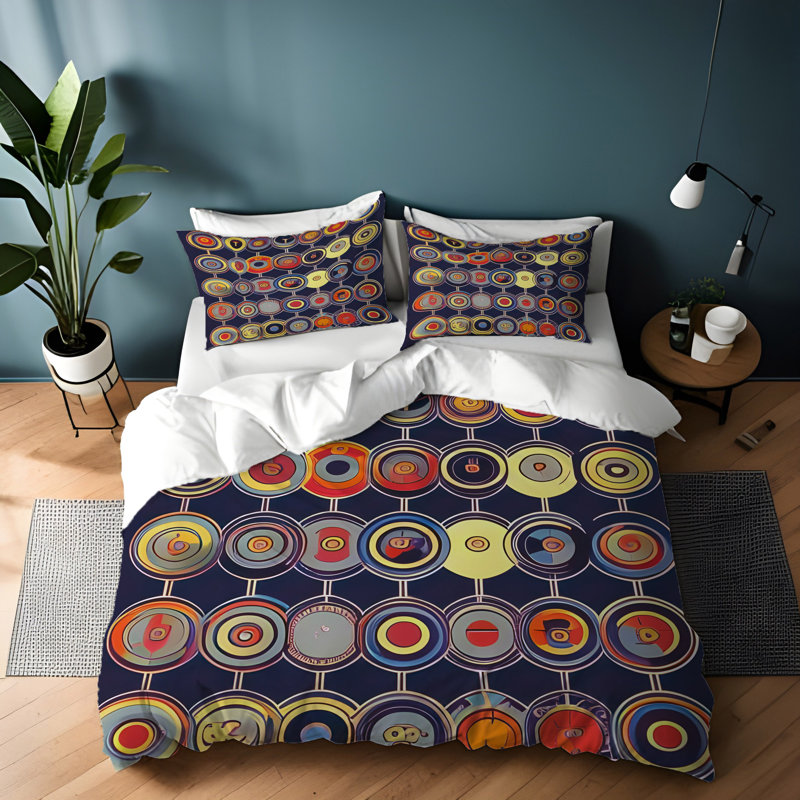 Polyester Abstract Duvet Cover, King Duvet Cover + 2 King Shams