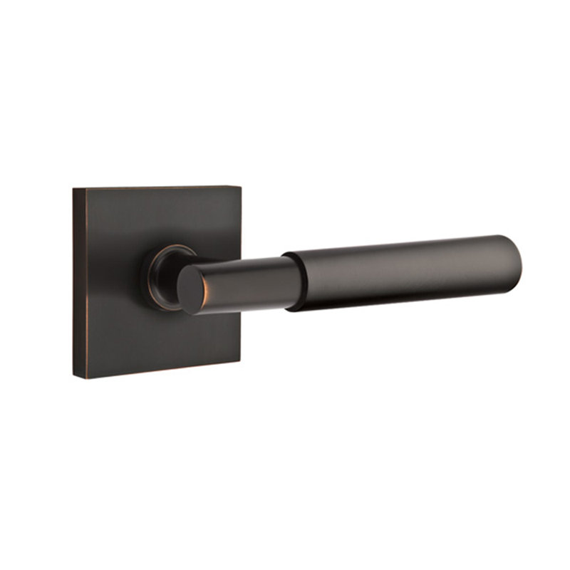 Myles Round Privacy (Bed & Bath) Door Lever with Square Rosette, Right, Oil Rubbed Bronze