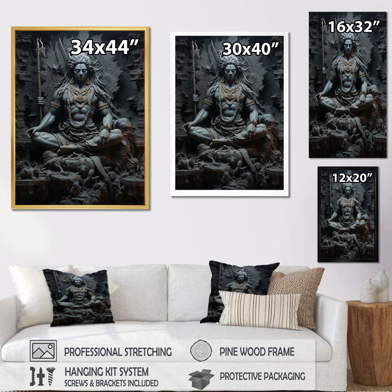 Hindouisme Shivas Somber ardoise encadrée sur toile, Toile tendue, 40" H x 30" W