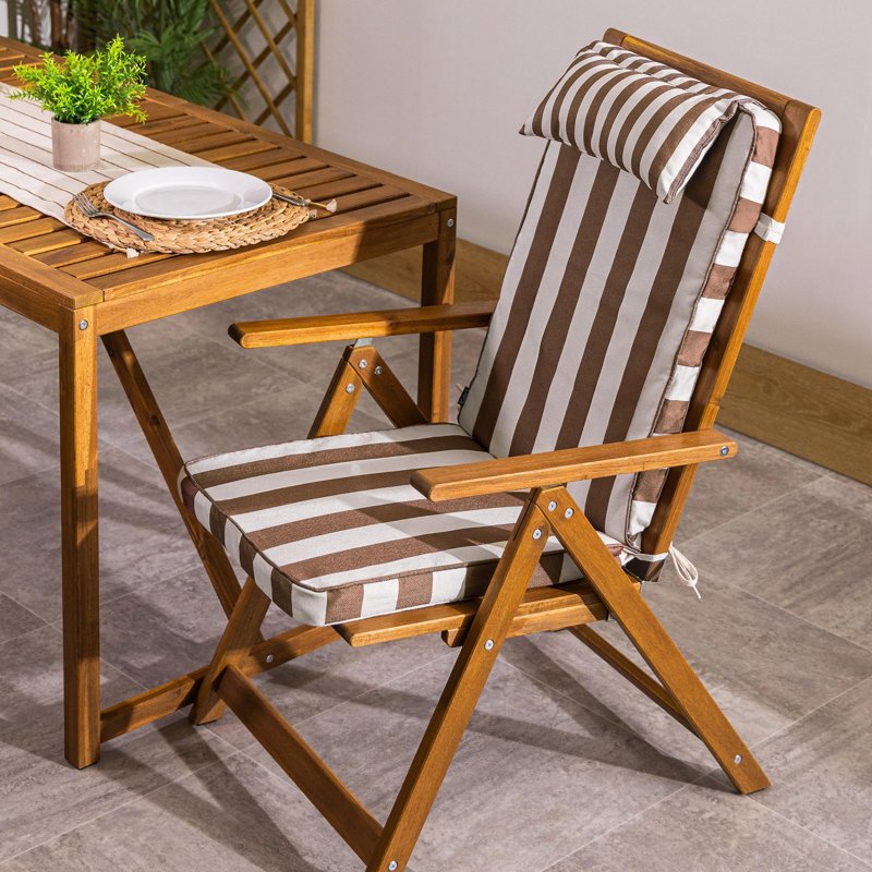 Geometric Outdoor High Back Seat Pad, Brown Deckstripe
