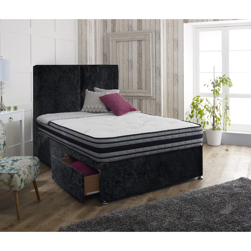 Inman Upholstered Bed, Black, Super King (6'), No Drawer