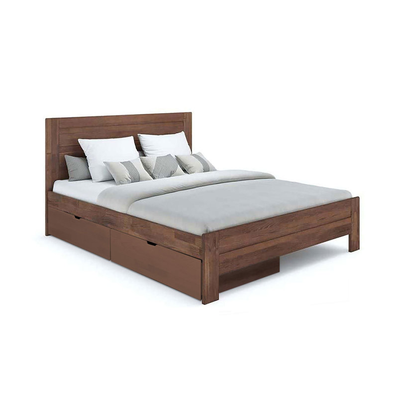 Lux Solid Wood Platform Storage Bed, Full, Walnut