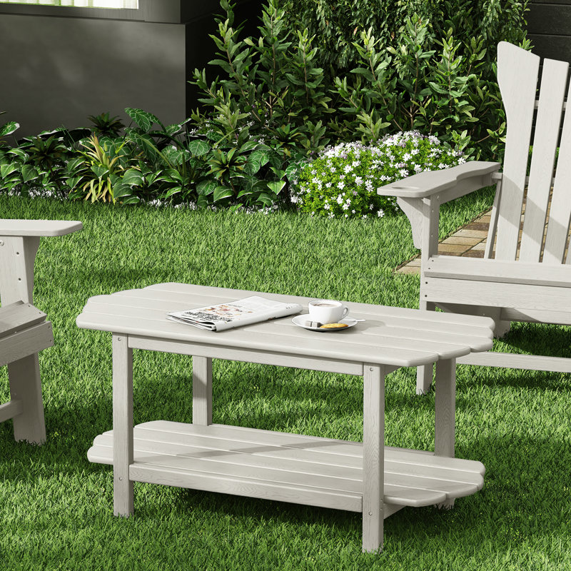 Bolebroke Modern Rounded Rectangle Design Outdoor Coffee Table , 39.38'' W × 17.72'' D, White