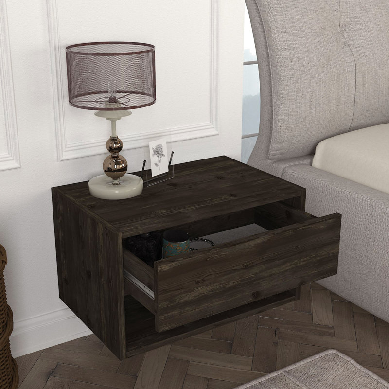 Benaniah 24" Wall Mounted Floating Nightstand, Brown