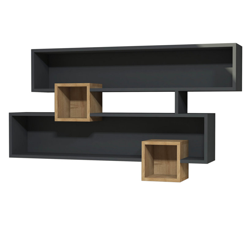 Bressler 5 Piece Cube Shelf, Walnut/Anthracite
