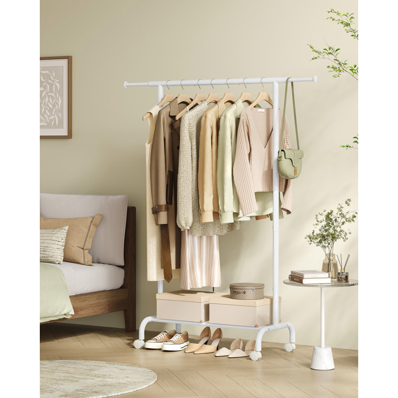 Clothes Rail, Clothes Rack, Extendable Hanging Rail, Clothing Storage With Wheels, 45 Kg Total Max. Load, 40 X (83-120) X 156 Cm