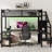 Queen Metal Loft Bed With LED Lighting, USB & Storage L Shaped Desk-1089986224-1089986229