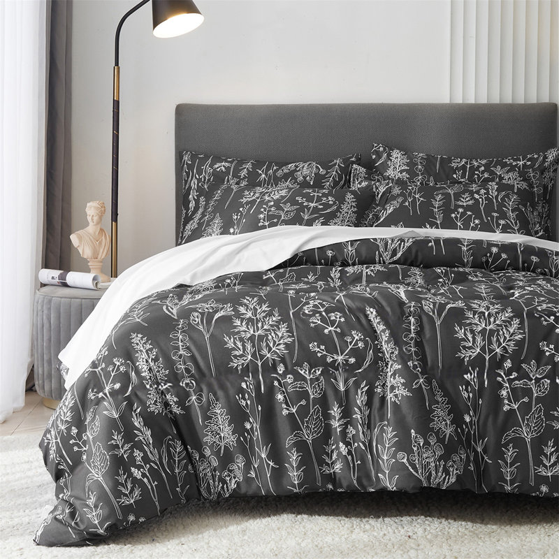 Farmhouse Leaf Set, Queen Duvet Cover + 2 Pillowcases, Green