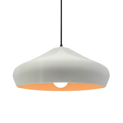 Radiance - luminaire suspendu 1 lumière Crease - blanc mat avec intérieur champagne doré - noir mat - l 15,25 po x H 6,5 po - ampoule remplaçable - cordon noir
