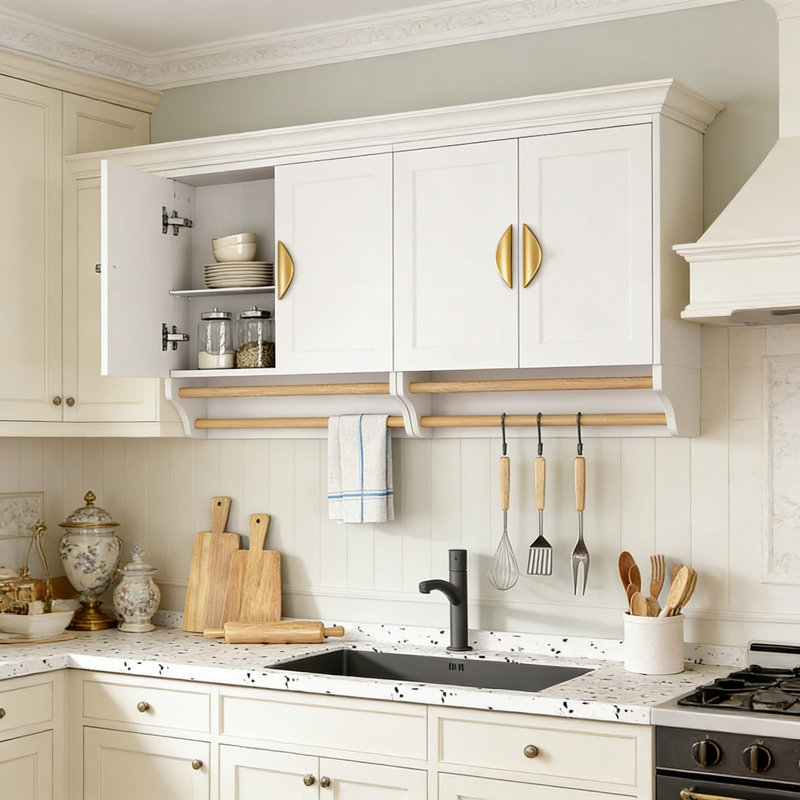 Poignées d'armoire en or brossé, paquet de 4 poignées d'armoire de cuisine demi-lune avec trous de 2 1/2 po, quincaillerie de finition mate pour les tiroirs, la commode, le meuble-lavabo et les meubles