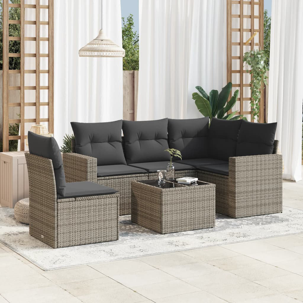 Vidaxl 6-Tlg. Garten-Sofagarnitur Mit Kissen Beige Poly Rattan 17