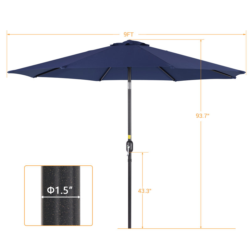 Parasols de marché et abat-jour 9 pi, parasol de table pour l'extérieur et le patio, Bleu marine