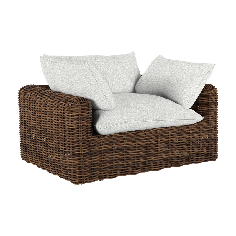 Montecito N-Dura Resin Wicker Outdoor Lounge Chair, Raffia, Welt, Bali Pearl