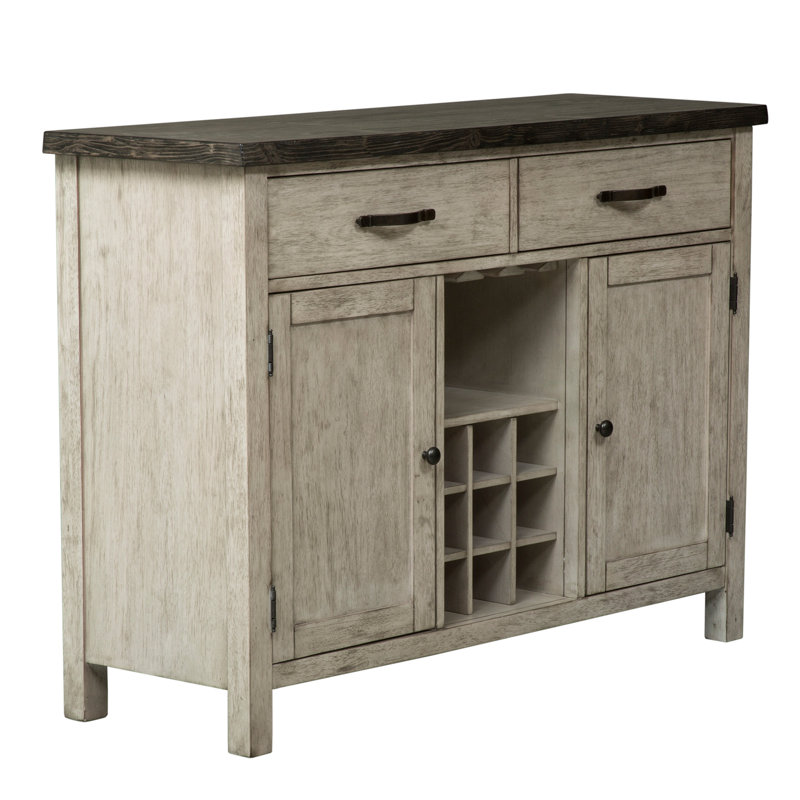 Vermelle Rustic White Sideboard w/ Wine Storage
