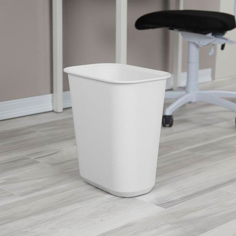 Sterilite 5.5 Gallon White Plastic Rectangular Wastebasket, 6 Pack