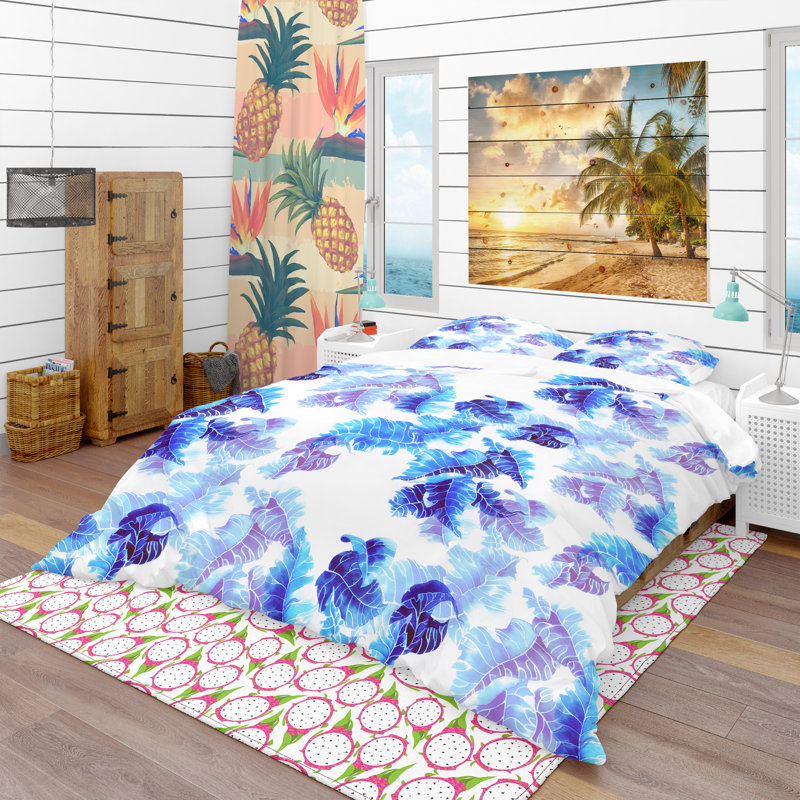 Ensemble de housse de couette tropical, Housse simple + 1 taie décorative