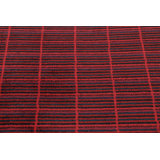 Vintage Swedish Rya Rug, Scandinavian Stripes In Red And Black - Rug & Kilim