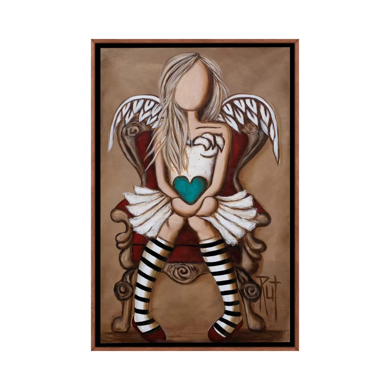 « Colette » par rut art Creations-impression d’art graphique, Toile avec cadre en bois brun classique, Pas de tapis