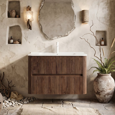 Meuble-lavabo mural simple 30 po avec comptoir en céramique
