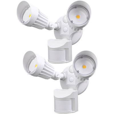 Watchman Motion Sensor LED Security Light, Dusk to Dawn Outdoor Flood Light, 2 Heads, White