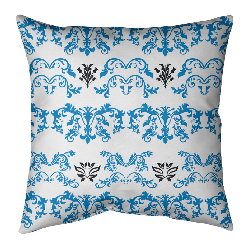 Housse et insert de coussin carré Carolina Football Baroque, Blanc / bleu Carolina / noir, 14 po x 14 po