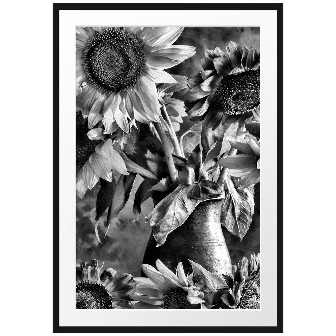 Gerahmtes Poster Sonnenblumen in Vase