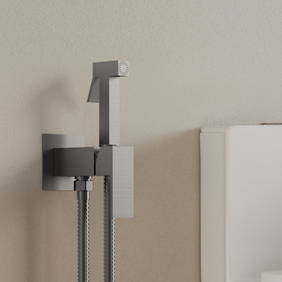 Square Bidet Faucet with Handheld Sprayer, Hot and Cold Temperature Control, Brass Body