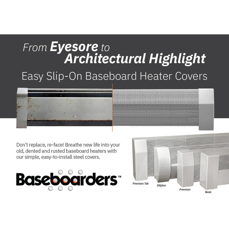 White Steel Slip-On Baseboard Heater Cover Coupler