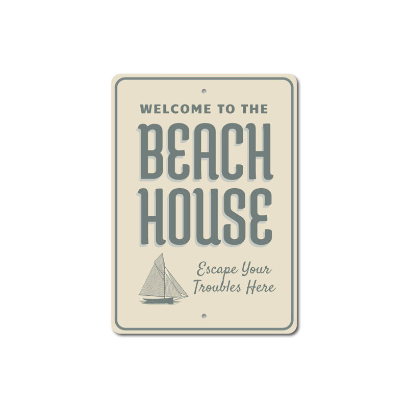 Panneau en aluminium Seaside Beach House, H 14 po x l 10 po x P 0,04 po