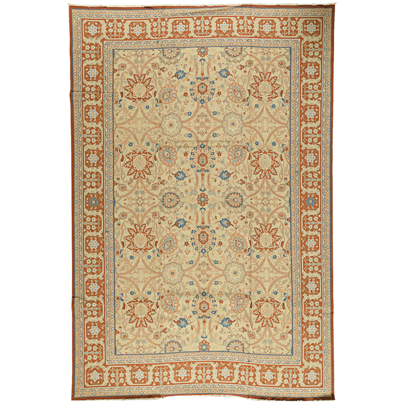Hand Knotted Wool Area Rug in Gold