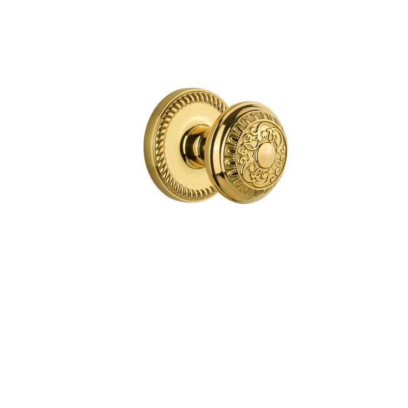 Grandeur Newport Rosette Double Dummy with Windsor Door Knob, Polished Brass, N/A, Double Dummy