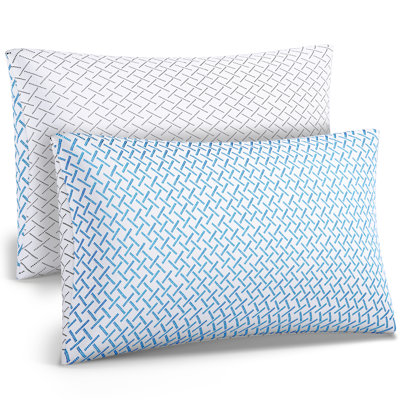 Ensemble de 2 oreillers Queen Size, oreiller rafraîchissant avec housses amovibles et lavables pour les personnes ayant chaud la nuit, oreillers en mousse à mémoire de forme déchiquetée ajustables pour dormir sur le côté, sur le dos ou sur le ventre
