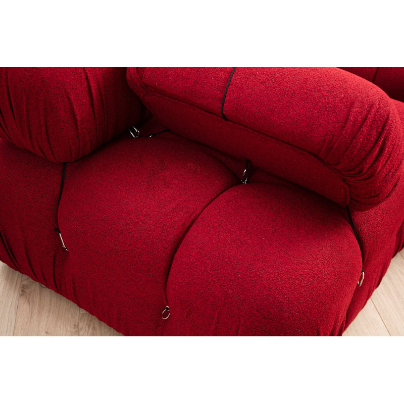 Stylish 1-Seat Sofa, Red, 37.4 x 37.4 x 29.5 inches | Beech Wood & Chipboard Frame, 100% Polyester Fabric | 28 DNS Foam Back, Detachable Arms, Dry-Cleanable | Perfect for Hotels & Entertainment Spaces, Customizable Design