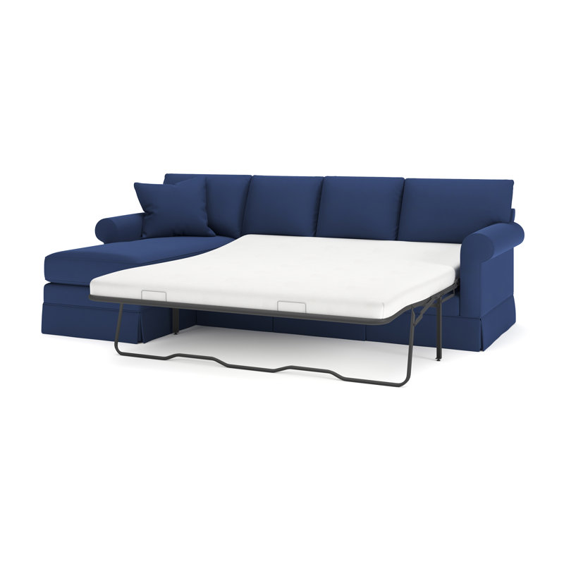 Friedman 2 - Piece Upholstered Sleeper Sectional, Left Hand Facing, Canvas Navy Sunbrella® Canvas