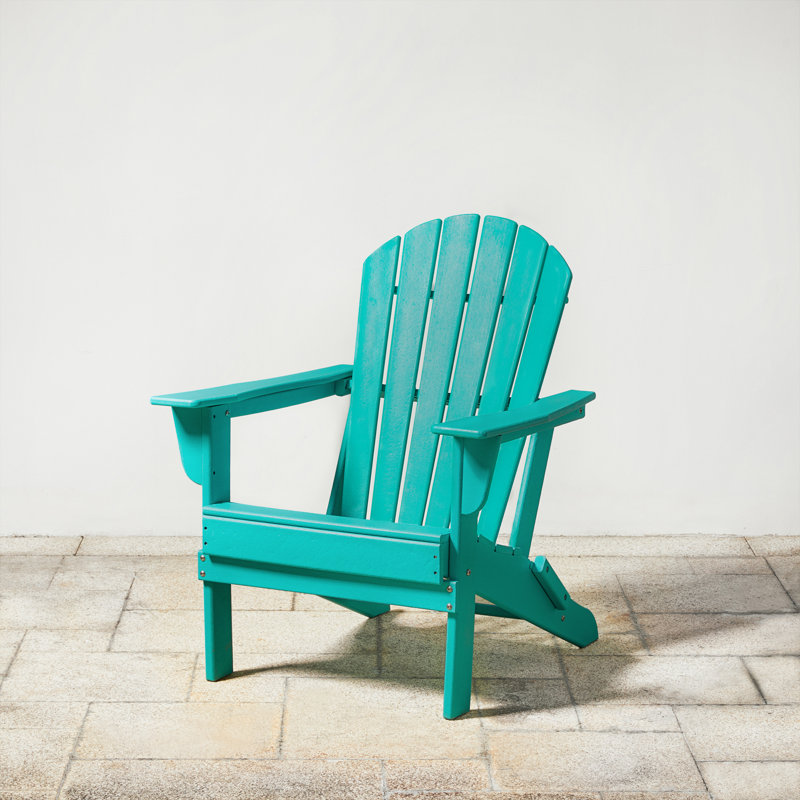 Chaise Adirondack pliante Ramonita en PEHD, Turquoise / bleu